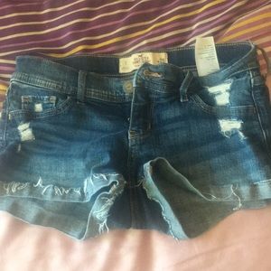 Hollister ripped low rise jean shorts
